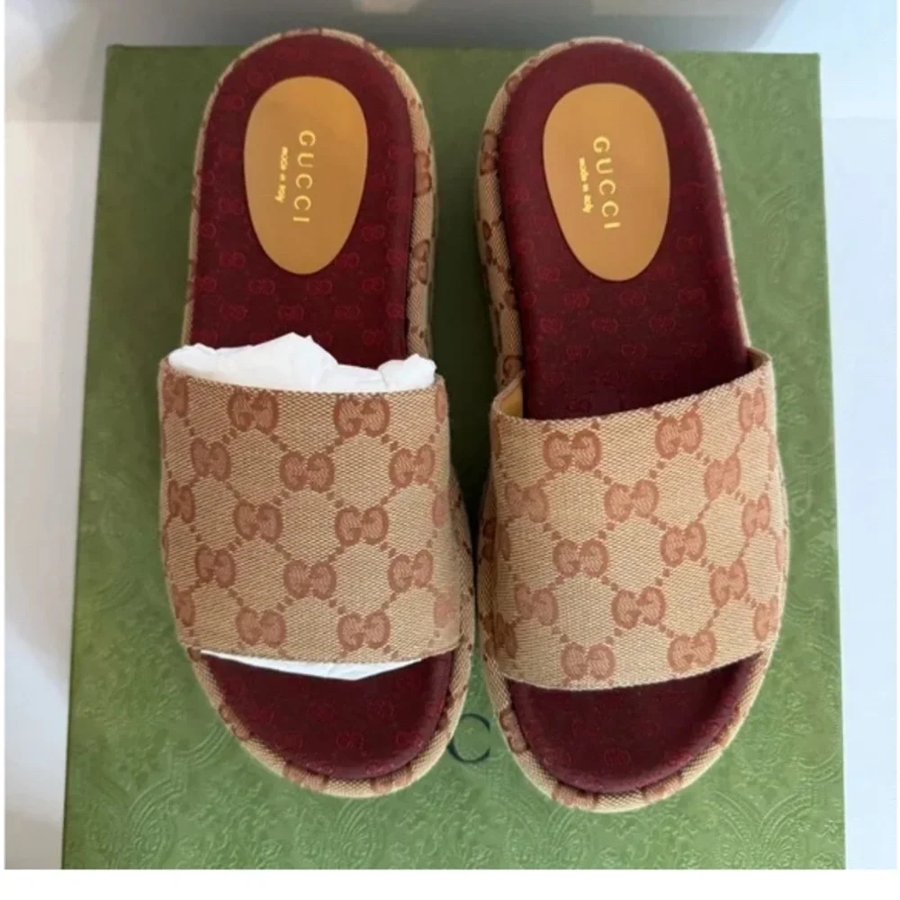 Canvas GG Monogram Angelina Platform Slide Sandals - Picture 3 of 6